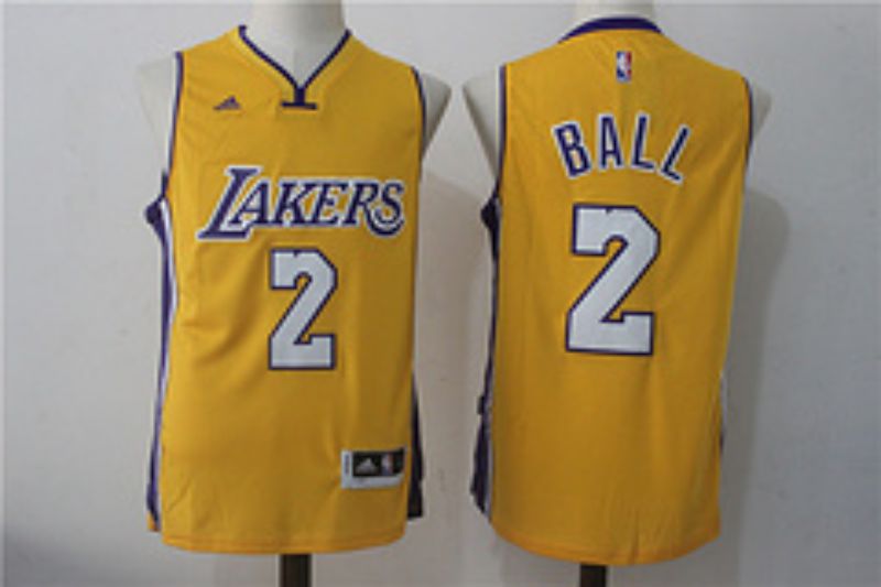 Men Los Angeles Lakers #2 Ball Yellow NBA Jerseys